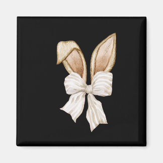 Coquette Bow Bunny Ears Rabbit Happy Easter Day Re Magnet