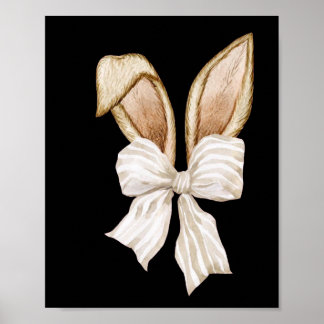 Coquette Bow Bunny Ears Rabbit Happy Easter Day Re Poster