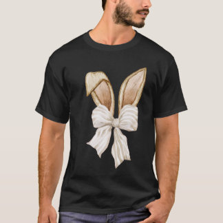 Coquette Bow Bunny Ears Rabbit Happy Easter Day Re T-Shirt