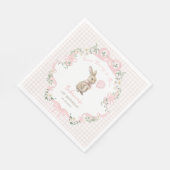 Coquette Bow Bunny Pink Gingham 1st Birthday Serviette (Ecke)