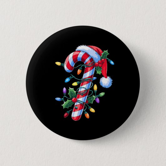 Coquette Bow Candy Cane Niedliche Weihnachten für  Button (Vorderseite)