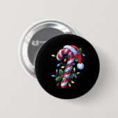 Coquette Bow Candy Cane Niedliche Weihnachten für  Button (Vorne & Hinten)
