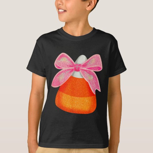 Coquette Bow Candy Corn Women Girls Kids Halloween T-Shirt (Vorderseite)