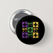 Coquette Bow Checkered Lilie Mardi Gras Car Button (Vorne & Hinten)