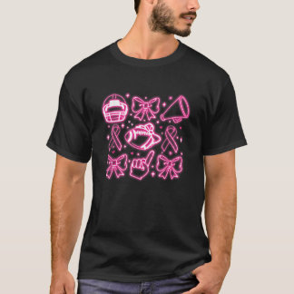 Coquette Bow Cheer Football Pink Out Brustkrebs T-Shirt