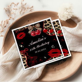 Coquette Bow Cheetah Birthday Party Napkins Serviette