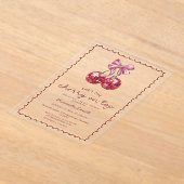 Coquette Bow Cherry auf dem oberen Brautparty Acryleinladungen (Ablage )