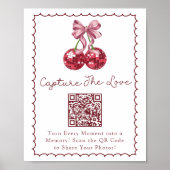 Coquette Bow Cherry auf Top-Brautparty Hashtag Poster (Vorne)