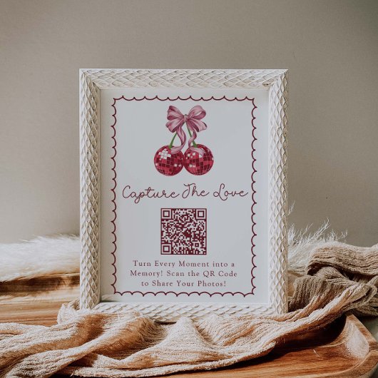 Coquette Bow Cherry auf Top-Brautparty Hashtag Poster