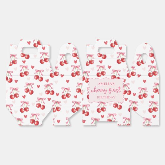Coquette Bow Cherry First Birthday Fevor Box Geschenkschachtel (Ungeklappt)