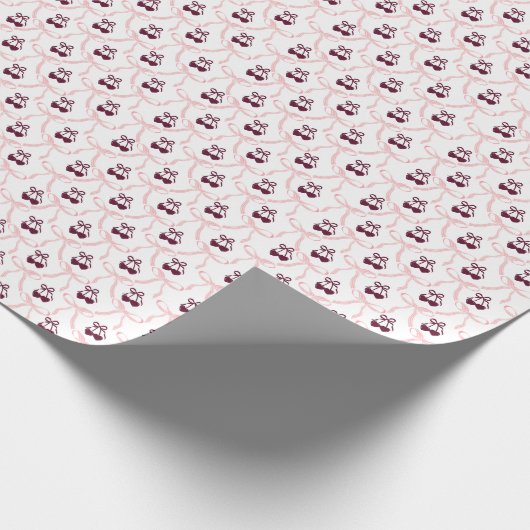 Coquette Bow & Cherry Valentinstag Geschenkpapier (Ecke)