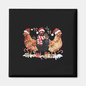 Coquette Bow Chicken Christmas Hat Lights Farm Ani Magnet (Vorne)
