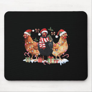 Coquette Bow Chicken Christmas Hat Lights Farm Ani Mousepad