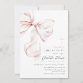 Coquette Bow Christening Invitation Einladung (Vorderseite)