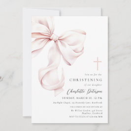 Coquette Bow Christening Invitation Einladung