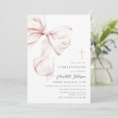 Coquette Bow Christening Invitation Einladung (Stehend Vorderseite)