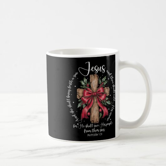 Coquette Bow Christliches Weihnachtskreuz Sie wird Kaffeetasse (Rechts)