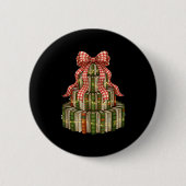 Coquette Bow Christmas Books Xmas Tree Librarian Button (Vorderseite)