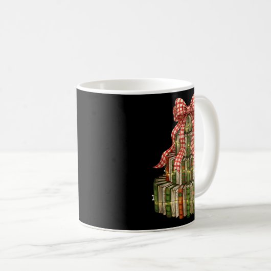 Coquette Bow Christmas Books Xmas Tree Librarian Kaffeetasse (VorderseiteRechts)