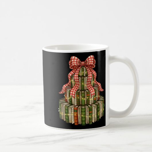 Coquette Bow Christmas Books Xmas Tree Librarian Kaffeetasse (Rechts)