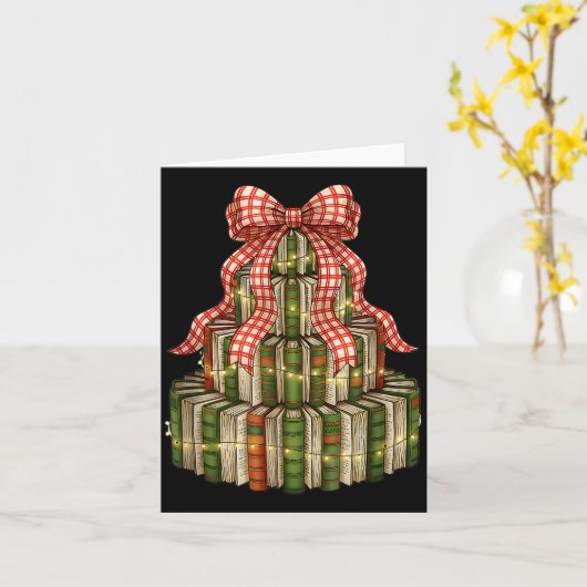 Coquette Bow Christmas Books Xmas Tree Librarian Karte (Gelbe Blume)