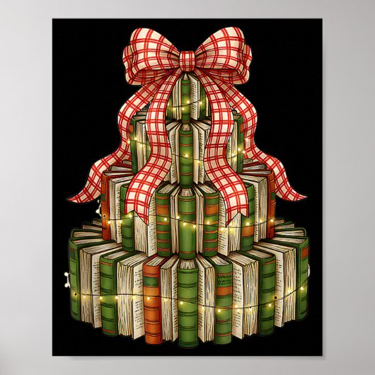Coquette Bow Christmas Books Xmas Tree Librarian  Poster (Vorne)