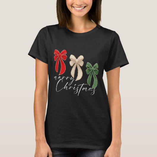 Coquette Bow Christmas Funny Retro Gift Tee Women, (Vorderseite)