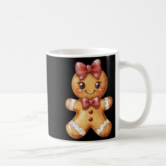 Coquette Bow Christmas Girly Gingerbread Cookie Ba Kaffeetasse (Rechts)