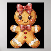 Coquette Bow Christmas Girly Gingerbread Cookie Ba Poster (Vorne)