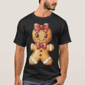 Coquette Bow Christmas Girly Gingerbread Cookie Ba T-Shirt (Vorderseite)