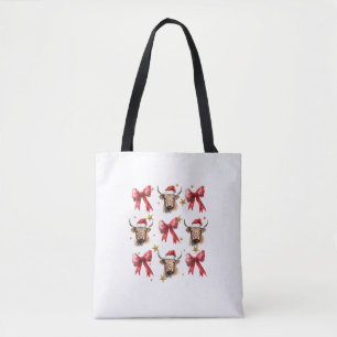 Coquette Bow Christmas Highland Kuh Santa Niedlich Tasche