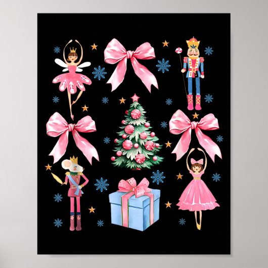 Coquette Bow Christmas Nutcracker Ballet Festive W Poster (Vorne)