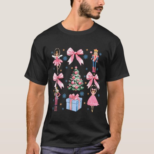 Coquette Bow Christmas Nutcracker Ballet Festive W T-Shirt (Vorderseite)