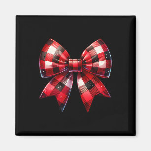 Coquette Bow Christmas Red Buffalo Kariert Xmas Wo Magnet