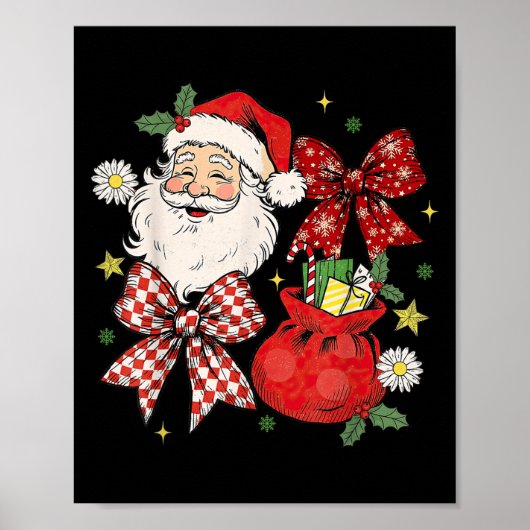 Coquette Bow Christmas Santa Claus Xmas Holiday Wo Poster (Vorne)
