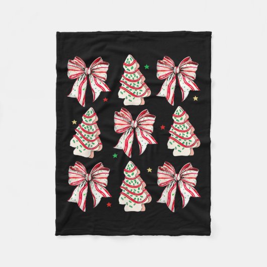 Coquette Bow Christmas Tree Cakes Xmas Family Paja Fleecedecke (Vorderseite)