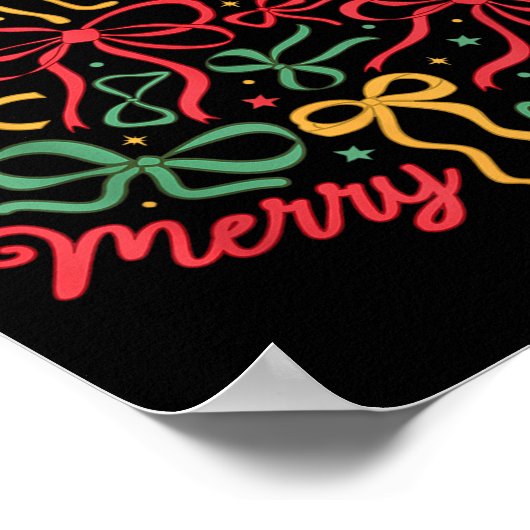 Coquette Bow Christmas Tree Girly Xmas Holiday Wom Poster (Ecke)