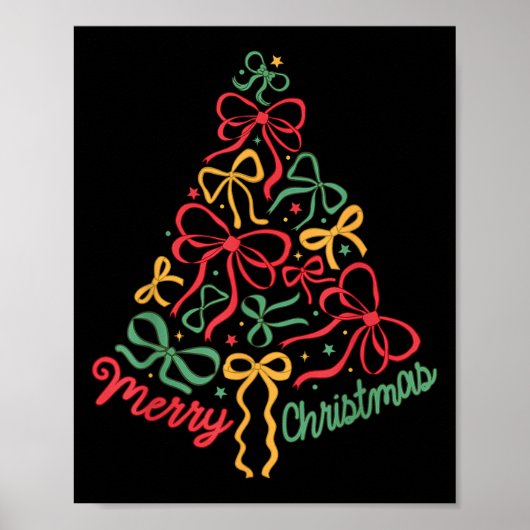 Coquette Bow Christmas Tree Girly Xmas Holiday Wom Poster (Vorne)