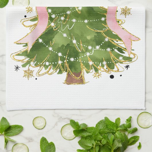 Coquette Bow Christmas Tree Holiday Giro Outfit W Geschirrtuch (Gefaltet)