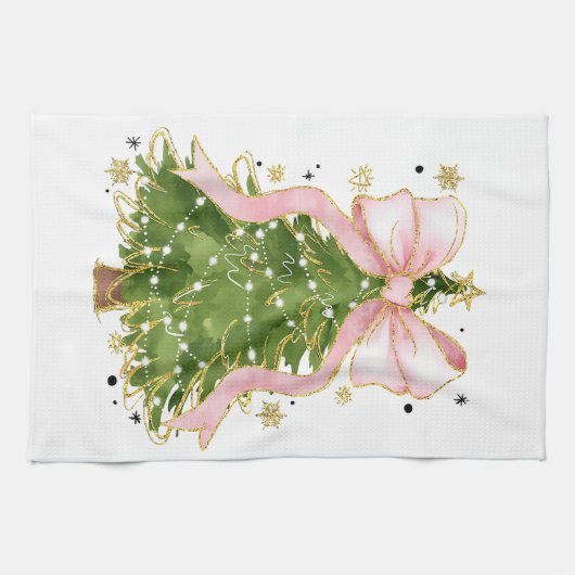 Coquette Bow Christmas Tree Holiday Giro Outfit W Geschirrtuch (Horizontal)
