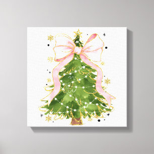 Coquette Bow Christmas Tree Holiday Giro Outfit W Leinwanddruck