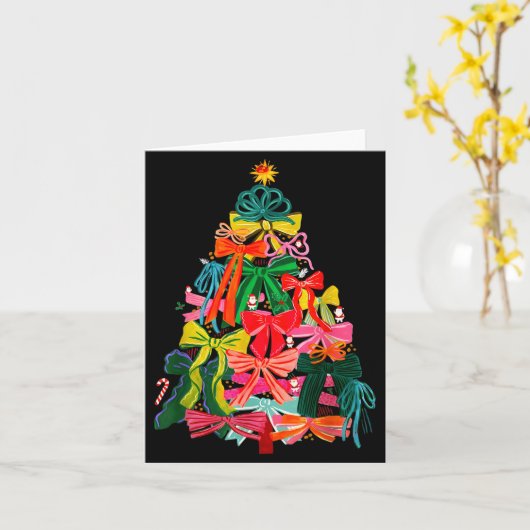 Coquette Bow Christmas Tree Preppy Christmas Girly Karte (Gelbe Blume)