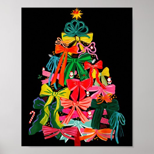 Coquette Bow Christmas Tree Preppy Christmas Girly Poster (Vorne)