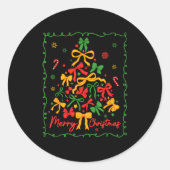 Coquette Bow Christmas Tree Xmas Holiday Girly Out Runder Aufkleber (Vorderseite)