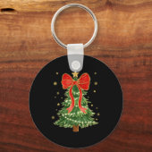 Coquette Bow Christmas Tree Xmas Holiday Girly Out Schlüsselanhänger (Vorderseite)