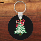 Coquette Bow Christmas Tree Xmas Holiday Girly Out Schlüsselanhänger (Vorderseite)