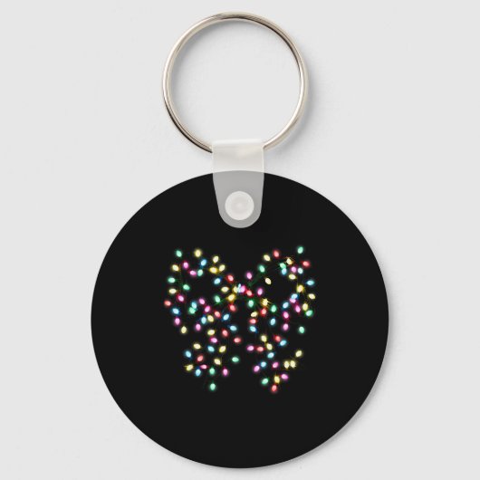 Coquette Bow Christmas Xmas Lights Pajamas Holiday Schlüsselanhänger (Vorderseite)