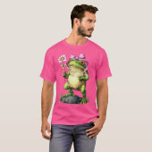 Coquette Bow Cotattcore Frosch Ästhetisch Pink Rib T-Shirt (Vorne ganz)