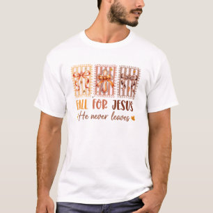 Coquette Bow Cross Fall für Jesus, Verlasst er nie T-Shirt