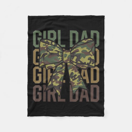 Coquette Bow Dad Of Girl Camo Camouflage Dad Hunti Fleecedecke (Vorderseite)
